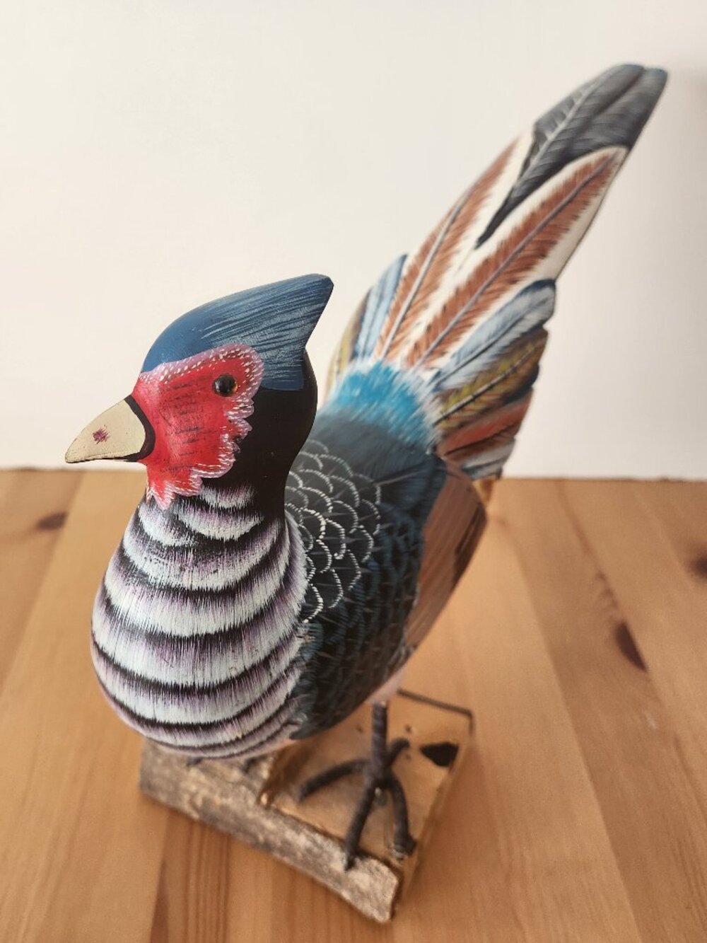 Vintage Hand-Painted Wood Pheasant